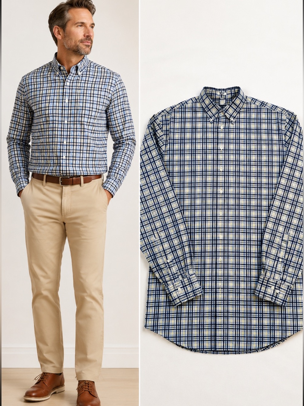 Peter Millar Blue Yellow Plaid Check Cotton Button Front Pocket Shirt Men’s XL💛